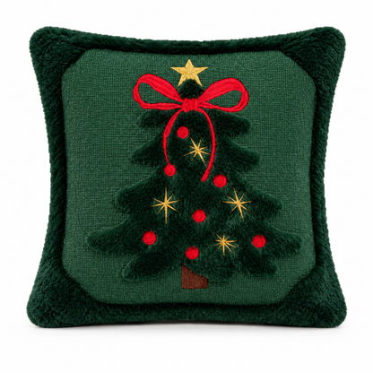 🎄 Christmas Tree Decorative Pillow | Embroidered Holiday Throw Pillow | Plush Christmas Cushion | Festive Home Décor