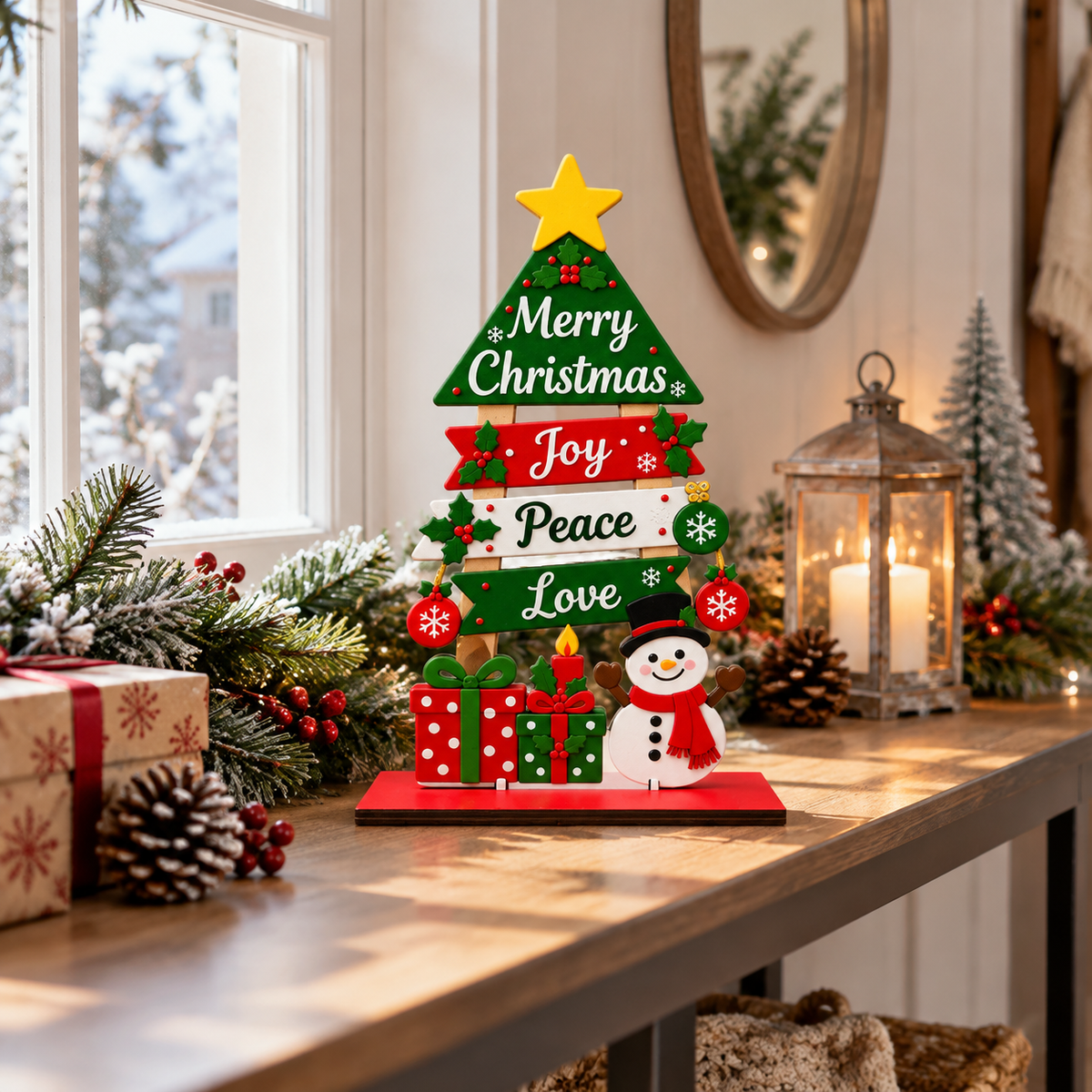 🌟Christmas Tree Snowman Tabletop Décor | Festive Holiday Tabletop Ornament | Merry Christmas Desktop Decoration | Winter Home Accent
