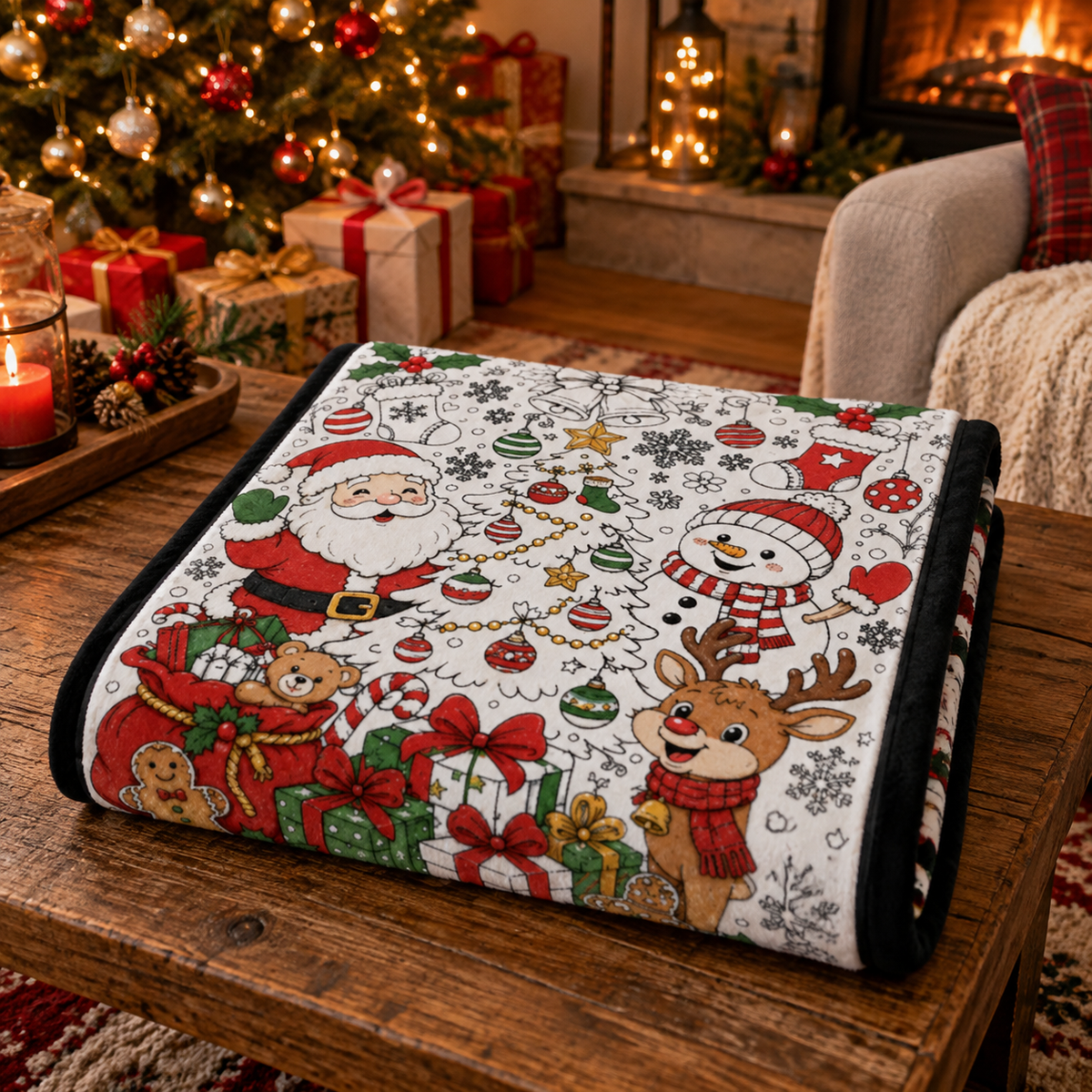🎄 Christmas Throw Blanket | Cartoon Santa & Snowman Fleece Blanket | Festive Holiday Home Decor | Cozy Christmas Gift