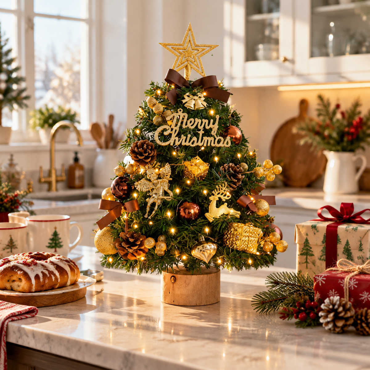 🎄 Christmas Tabletop Tree | Mini Christmas Tree with Lights | Festive Holiday Table Décor
