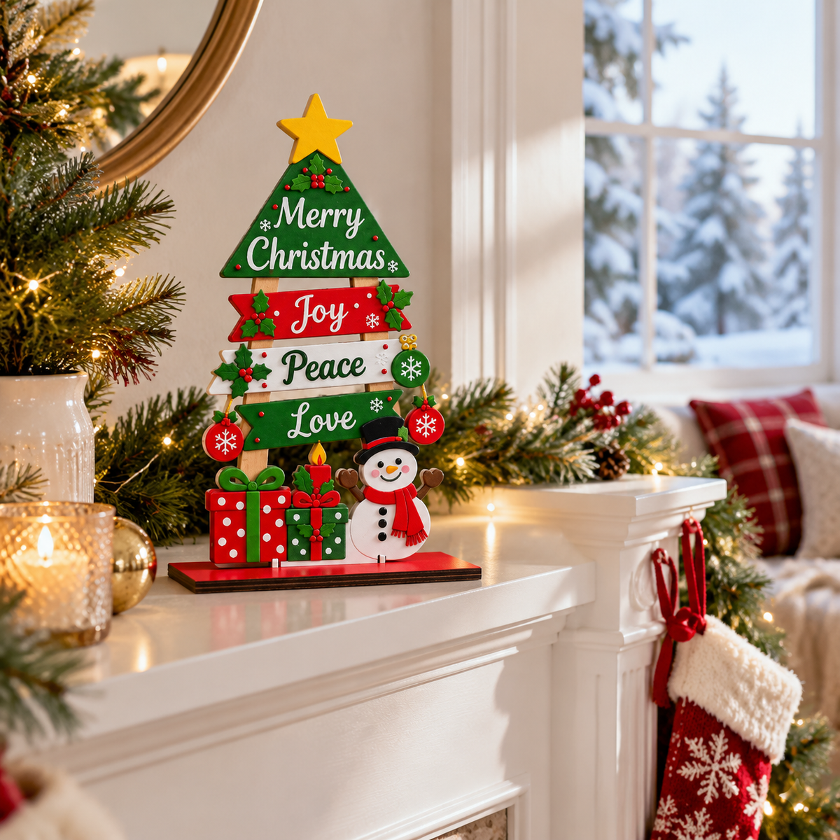 🌟Christmas Tree Snowman Tabletop Décor | Festive Holiday Tabletop Ornament | Merry Christmas Desktop Decoration | Winter Home Accent