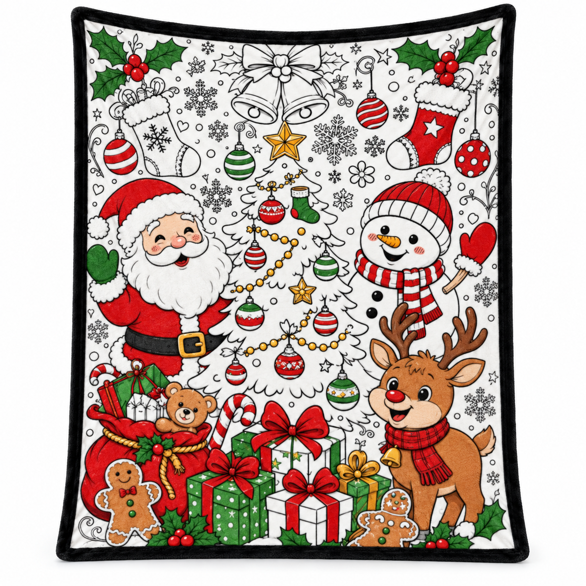 🎄 Christmas Throw Blanket | Cartoon Santa & Snowman Fleece Blanket | Festive Holiday Home Decor | Cozy Christmas Gift