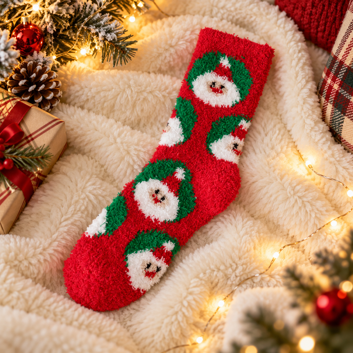 🎄 Christmas Stocking | Santa Claus Holiday Stocking | Festive Christmas Fireplace & Mantel Décor