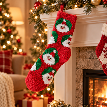 🎄 Christmas Stocking | Santa Claus Holiday Stocking | Festive Christmas Fireplace & Mantel Décor
