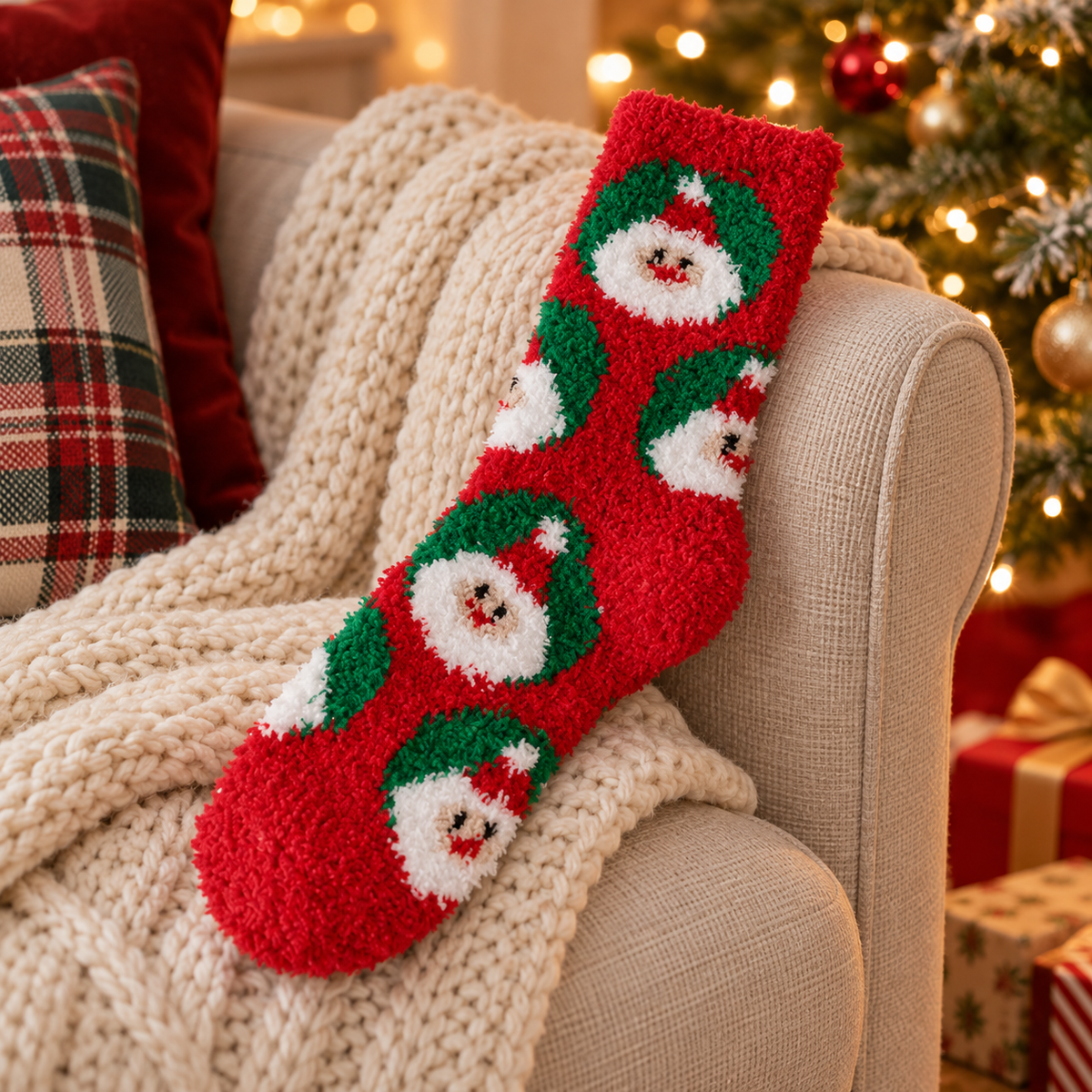 🎄 Christmas Stocking | Santa Claus Holiday Stocking | Festive Christmas Fireplace & Mantel Décor