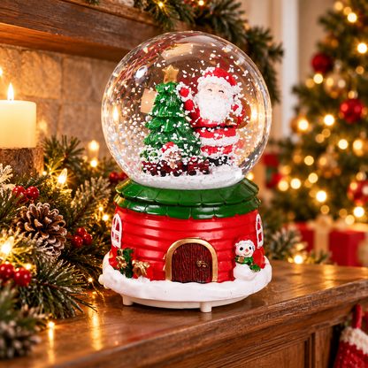 ✨Christmas Music Snow Globe | Santa & Christmas Tree Snow Globe | Holiday Musical Tabletop Decor