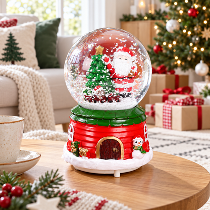 ✨Christmas Music Snow Globe | Santa & Christmas Tree Snow Globe | Holiday Musical Tabletop Decor