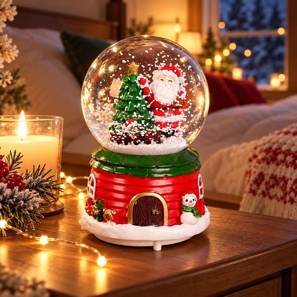 ✨Christmas Music Snow Globe | Santa & Christmas Tree Snow Globe | Holiday Musical Tabletop Decor