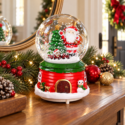 ✨Christmas Music Snow Globe | Santa & Christmas Tree Snow Globe | Holiday Musical Tabletop Decor