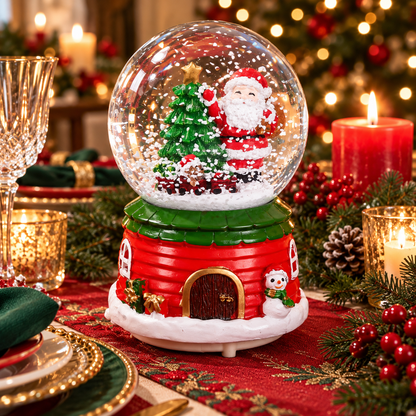 ✨Christmas Music Snow Globe | Santa & Christmas Tree Snow Globe | Holiday Musical Tabletop Decor