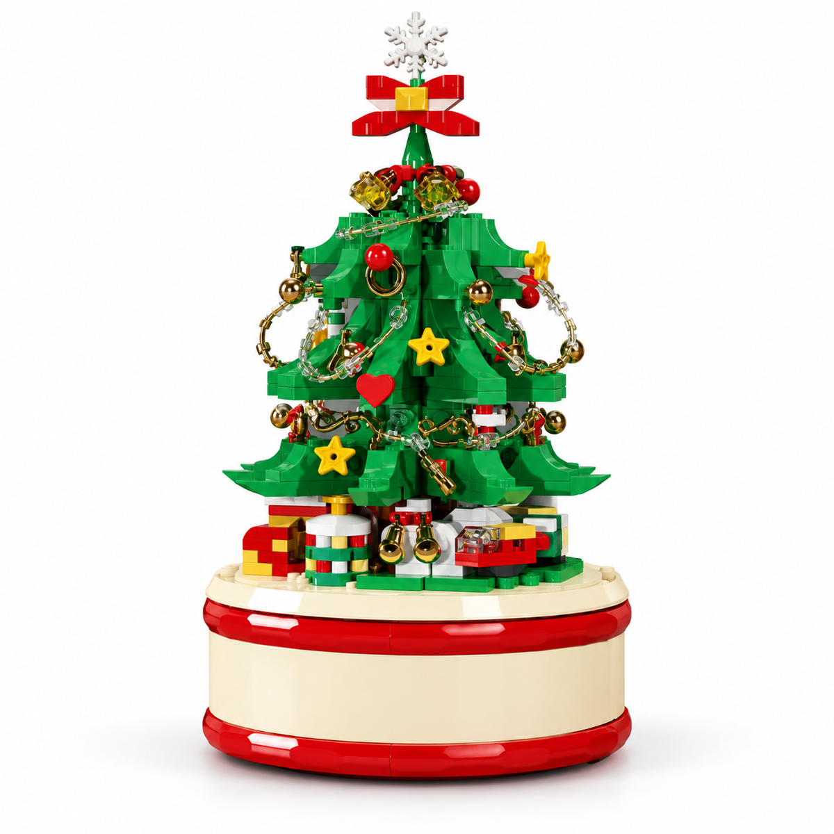 🎄 Rotating Christmas Music Box | Building Block Christmas Tree | Musical Holiday Tabletop Decoration