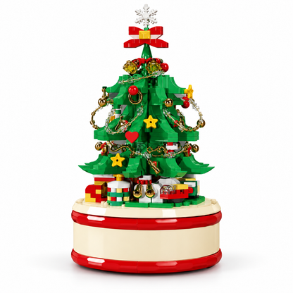 🎄 Rotating Christmas Music Box | Building Block Christmas Tree | Musical Holiday Tabletop Decoration