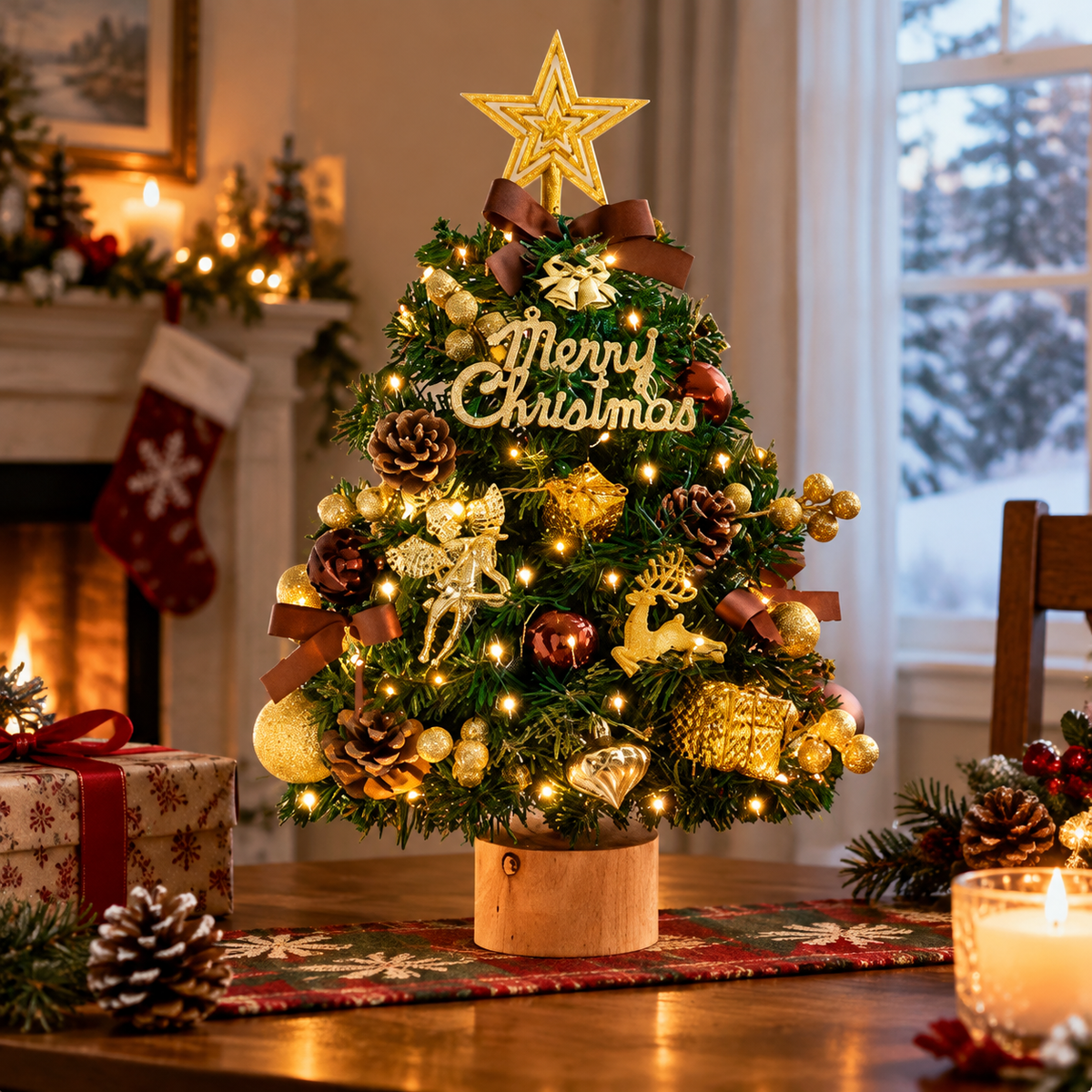 🎄 Christmas Tabletop Tree | Mini Christmas Tree with Lights | Festive Holiday Table Décor