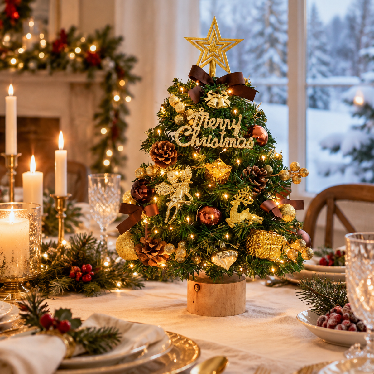 🎄 Christmas Tabletop Tree | Mini Christmas Tree with Lights | Festive Holiday Table Décor