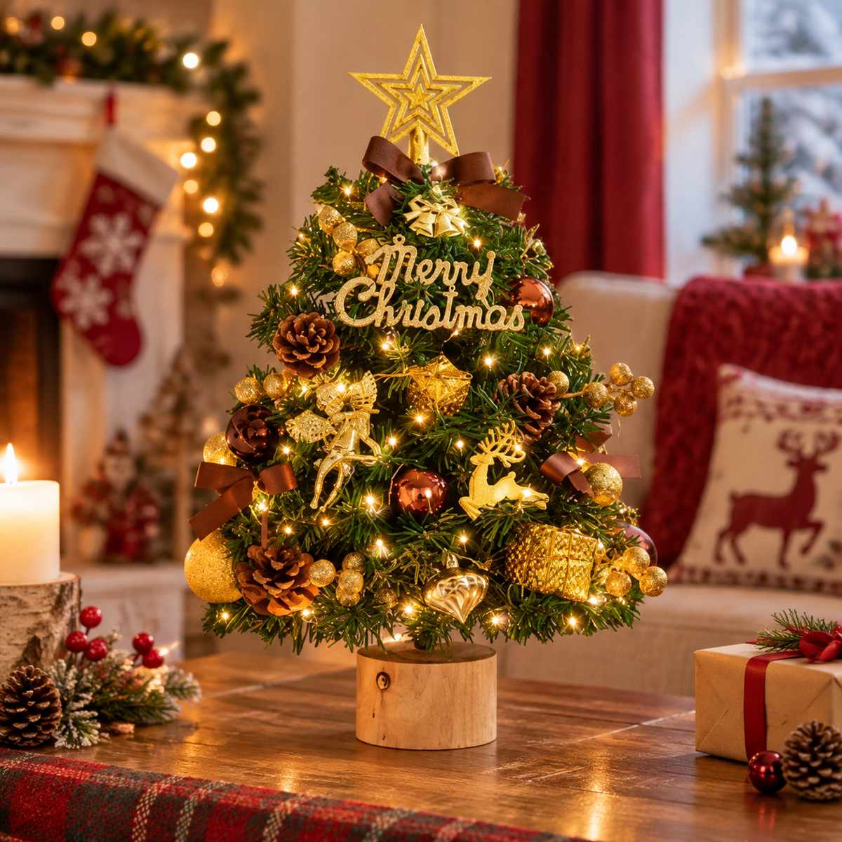 🎄 Christmas Tabletop Tree | Mini Christmas Tree with Lights | Festive Holiday Table Décor